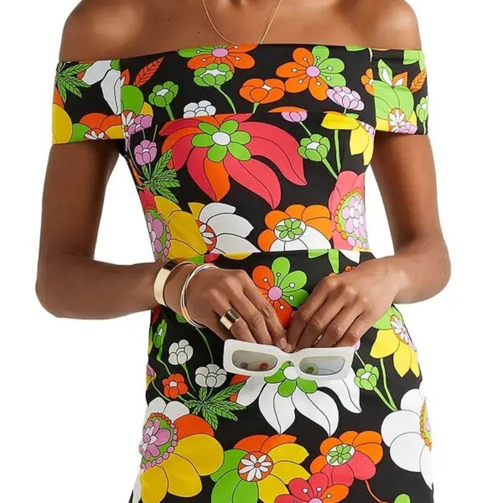 Dodo Bar Or Floral Off-Shoulder One Piece - Black, Red, Green, Yellow